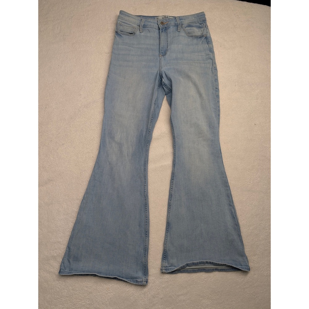 Hollister High Rise Flare Jeans Light Wash Denim 26W x 29L Boho Retro